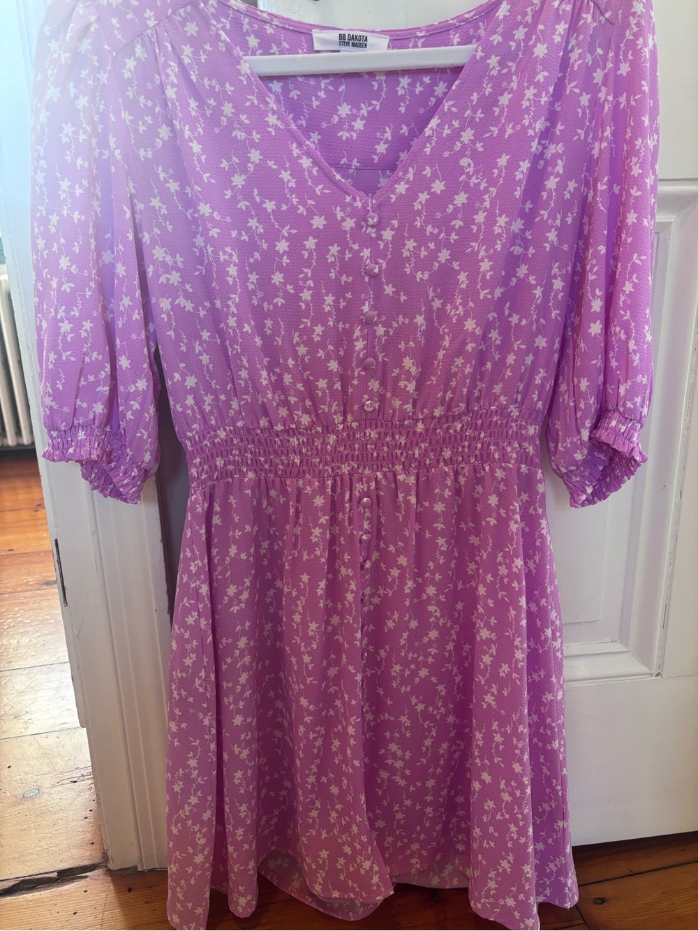 BB Dakota Pink Floral Smocked Waist Dress